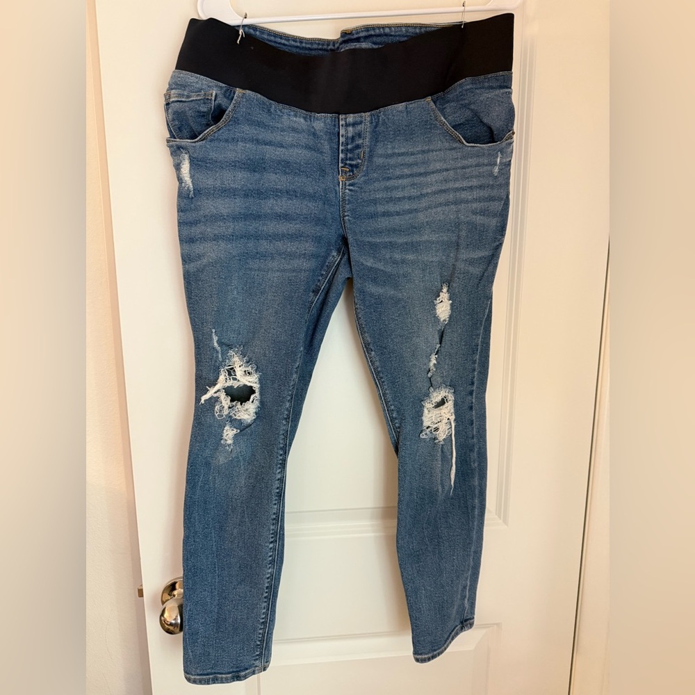 Old Navy Ripped Blue Maternity Jeans